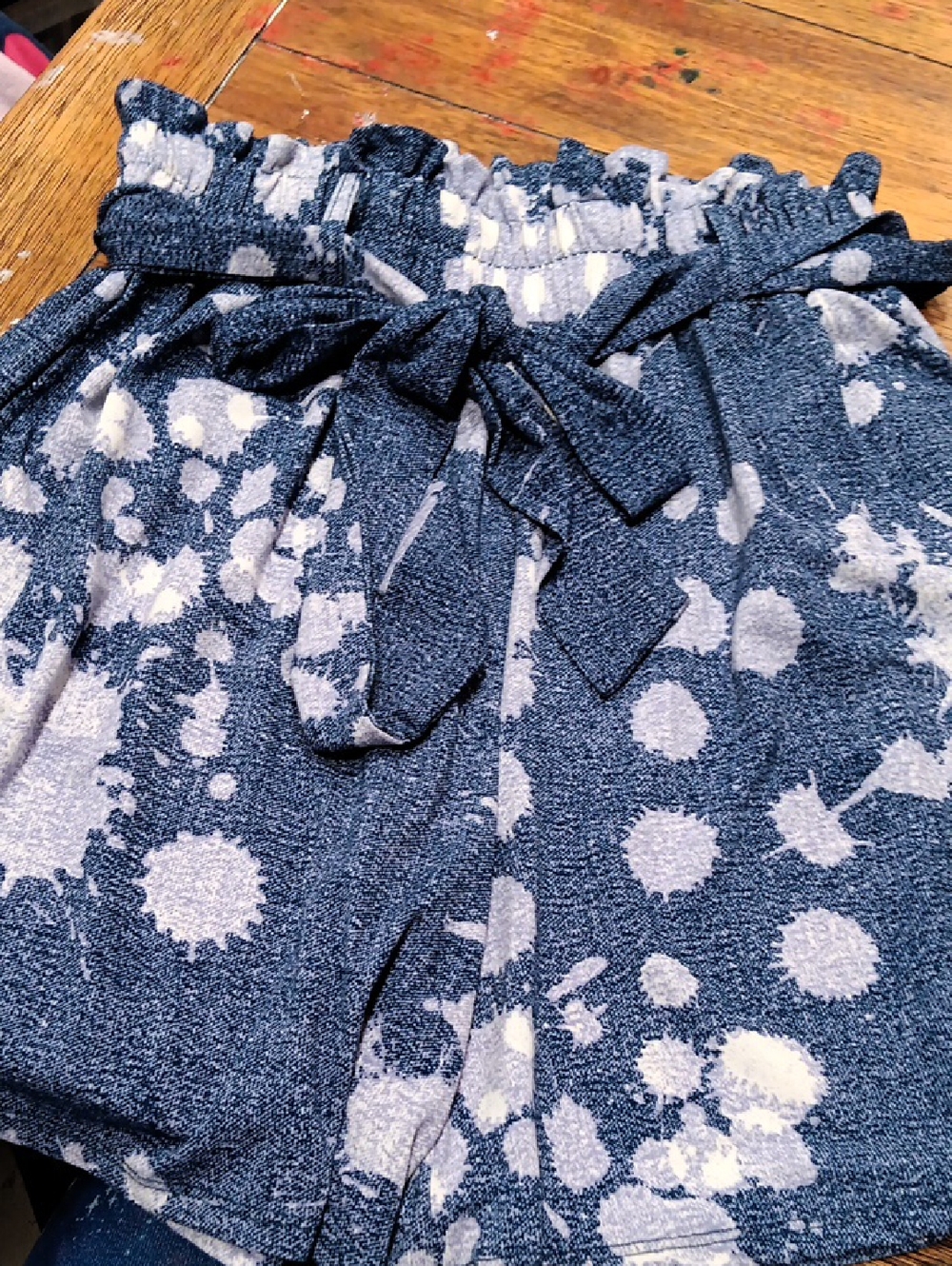 LuLaRoe Blue and White Tie-Dye Elastic Waist Shorts